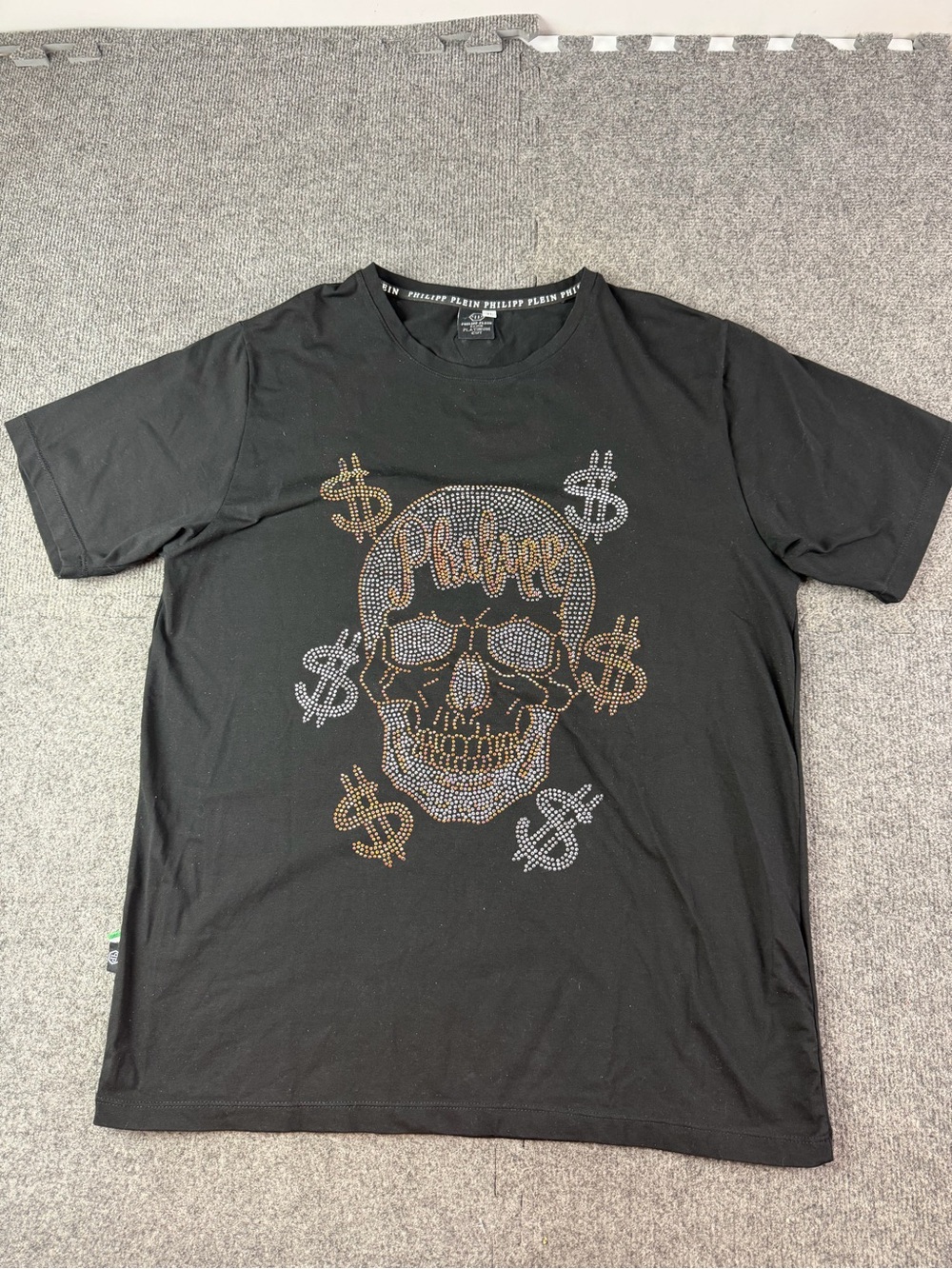 Phillip Plein Mens Rhinestone Embellished Skull S/S Crew Neck T-Shirt Size XL